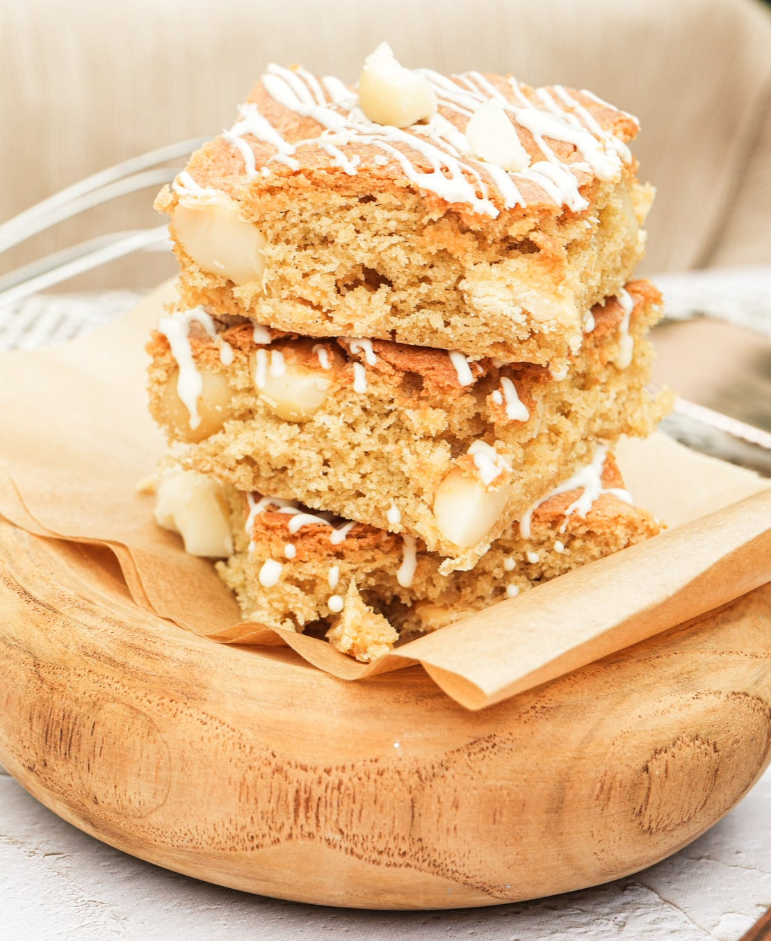 White Chocolate Macadamia Blondies The Safran Cafe Bangkok